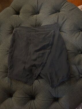 Madewell Black silk Mini faux Wrap Skirt